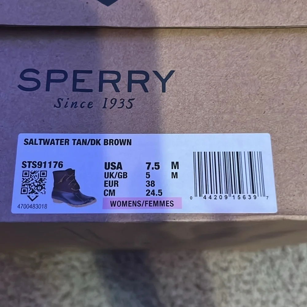 NWT Sperry Women's Saltwater Boots   Tan/Dark Brown
